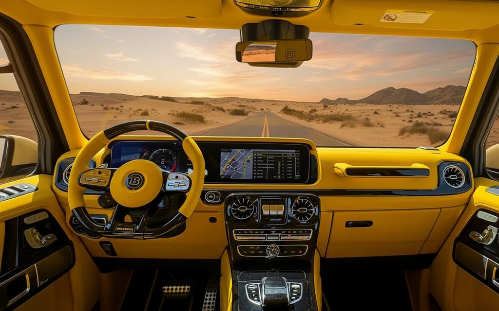 Mercedes G63 2021 interior view showing trim – rental in Dubai