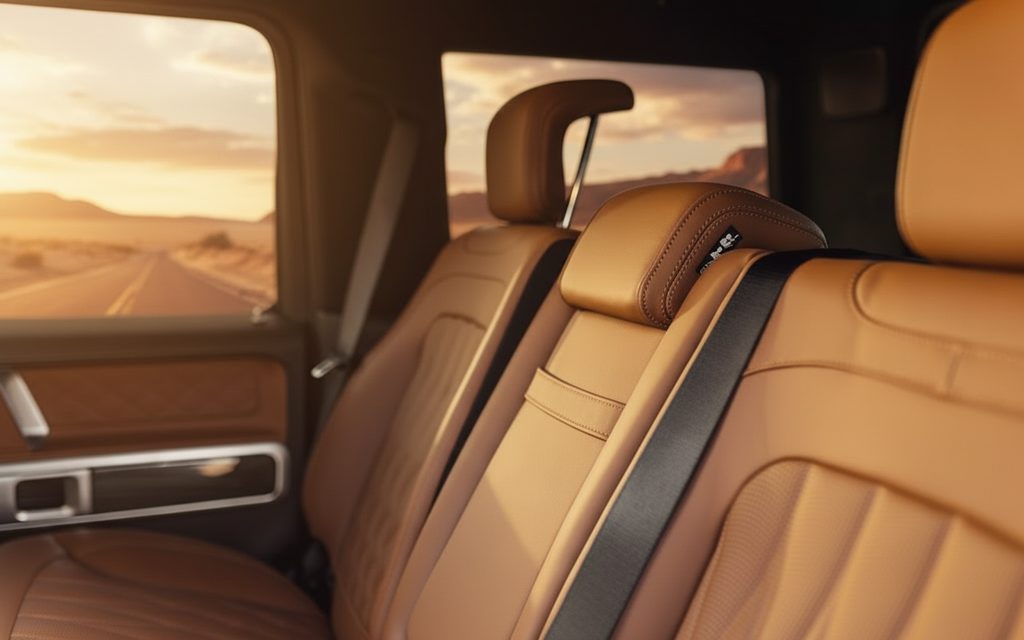 Mercedes G63 2022 leather seats and cabin – rental in Dubai