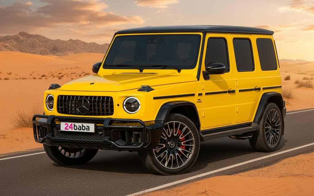 Mercedes G63 2025 Yellow front view with headlights