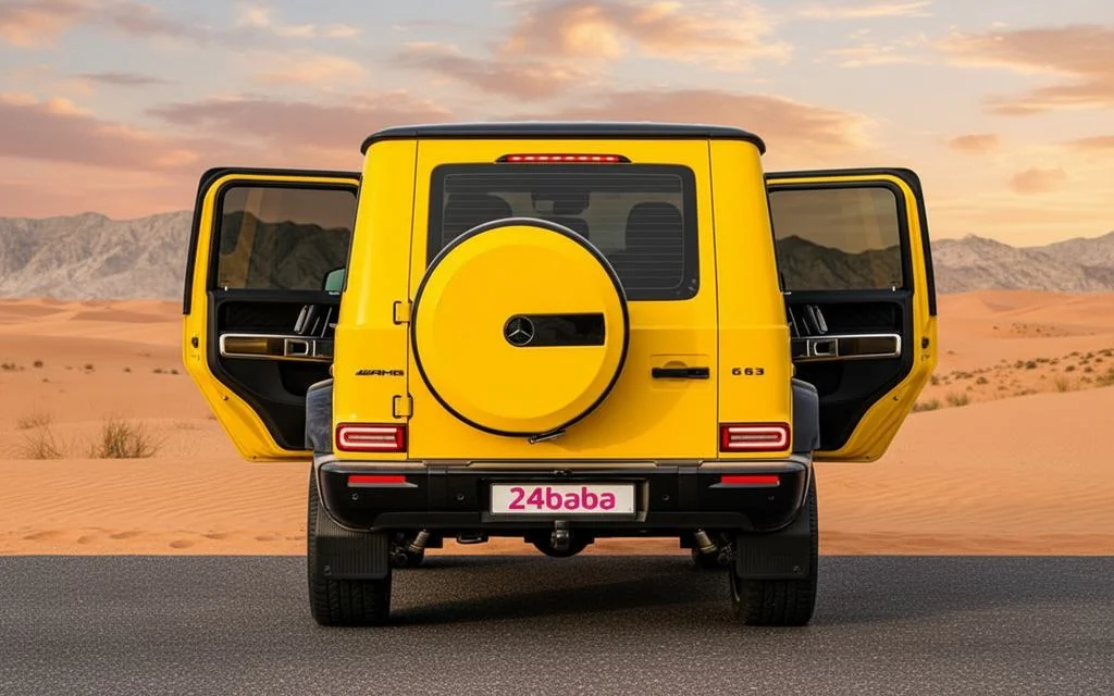 Mercedes G63 2025 Yellow rear view showing taillights