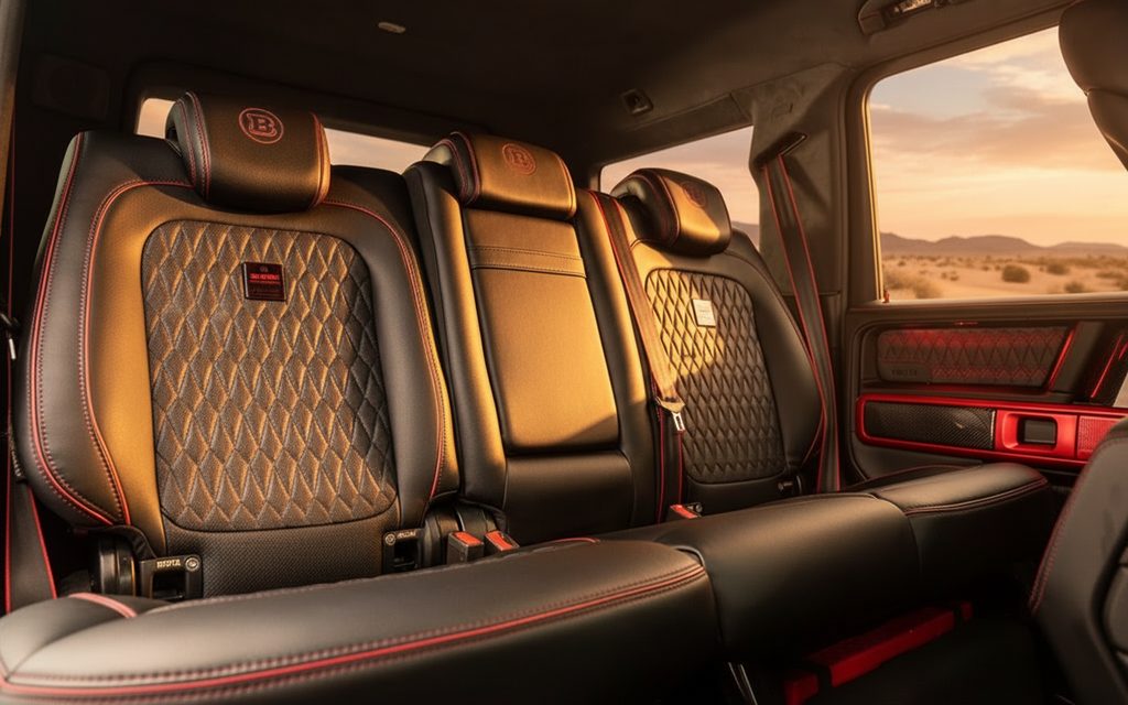 Mercedes G900 2022 leather seats and cabin – rental in Dubai