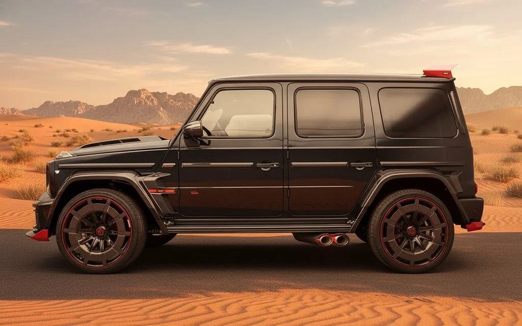 Mercedes G900 2022 Black side profile – rental in Dubai