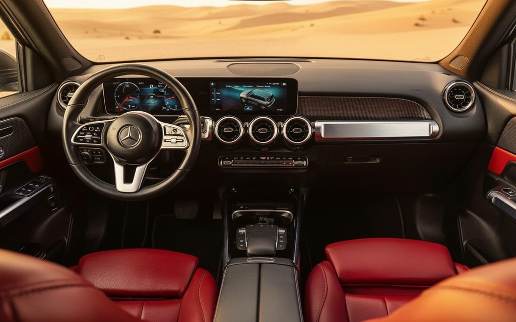 Mercedes Glb250 2021 interior view showing trim – rental in Dubai