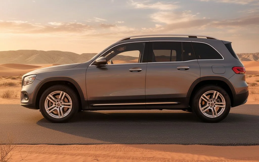 Mercedes Glb250 2021 Grey side profile – rental in Dubai