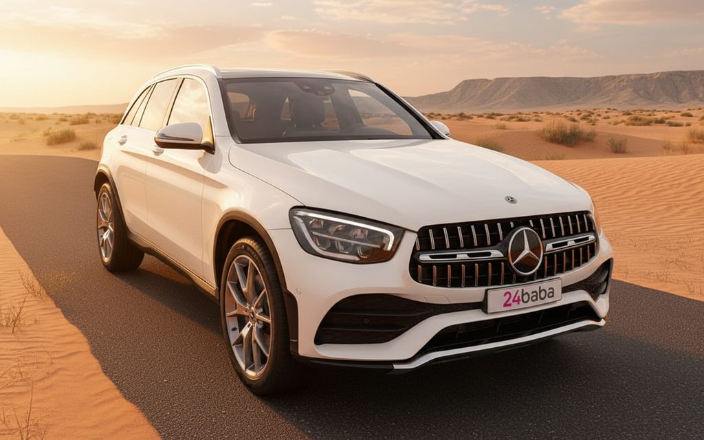 Mercedes Glc300 2022 White front view with headlights
