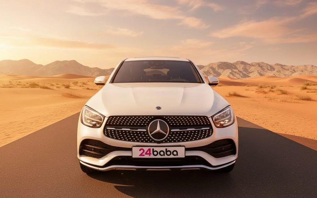 Mercedes Glc300 2023 White front view with headlights