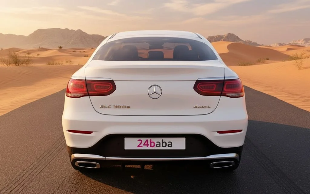 Mercedes Glc300 2023 White rear view showing taillights