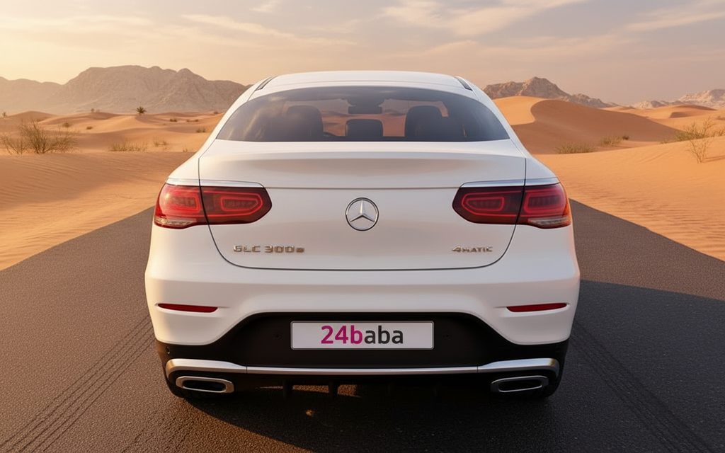 Mercedes Glc300 2023 White rear view showing taillights