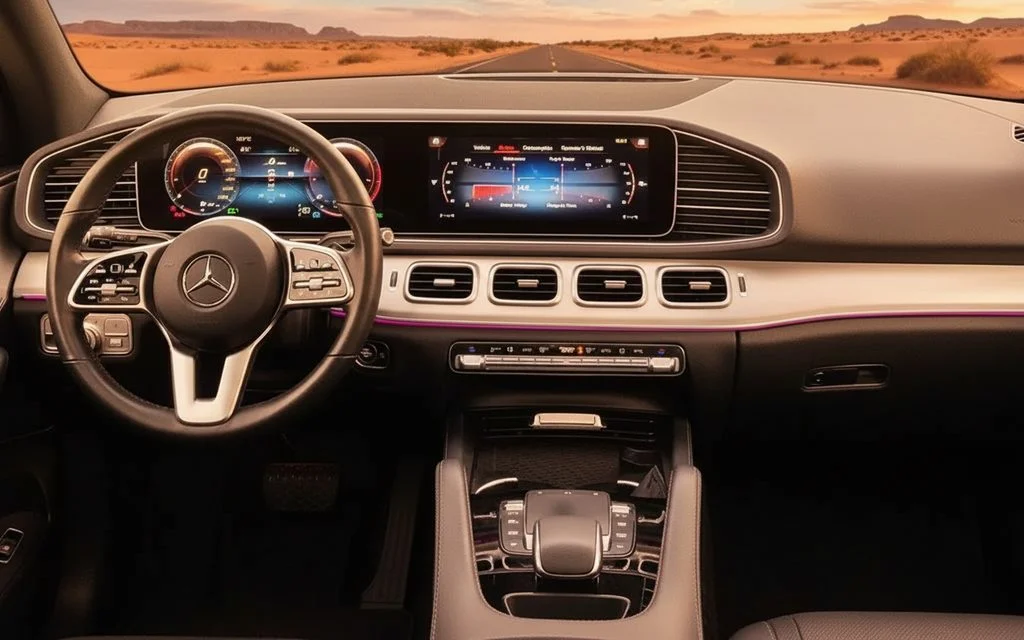 Mercedes Gle350 2021 interior view showing trim – rental in Dubai