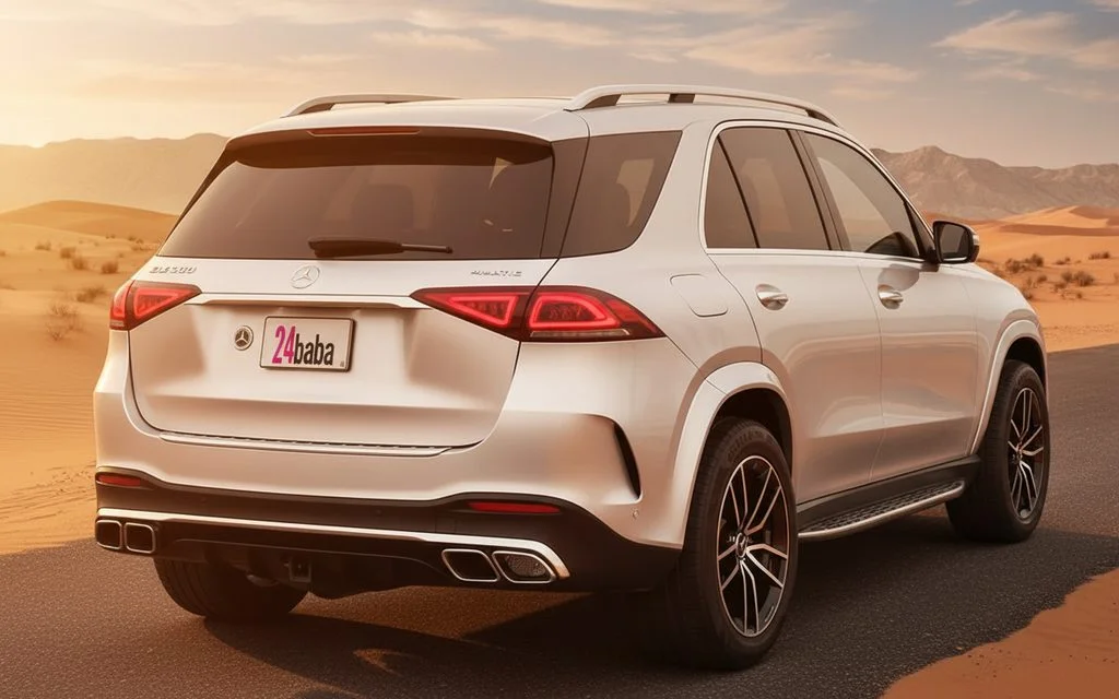 Mercedes Gle350 2021 Silver rear view showing taillights – rental in Dubai