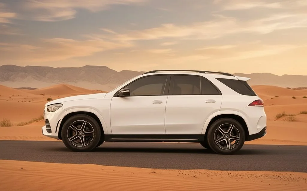 Mercedes Gle450 2020 White side profile – rental in Dubai
