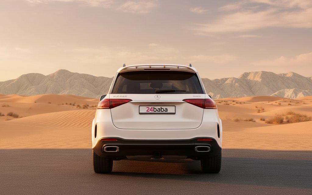 Mercedes Gle450 2020 White rear view showing taillights – rental in Dubai