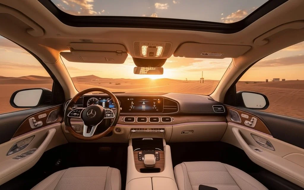 Mercedes Gle450 2023 interior view showing trim – rental in Dubai