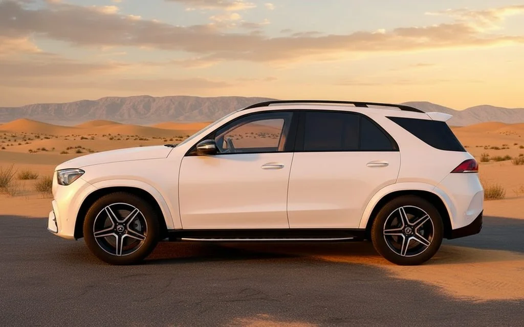 Mercedes Gle450 2023 White side profile – rental in Dubai