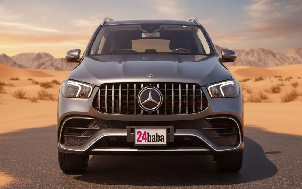 Mercedes Gle53 2022 Grey front view with headlights – rental in Dubai