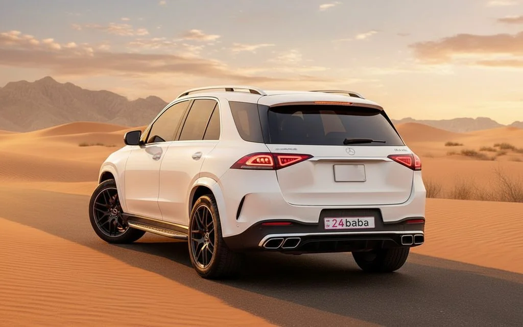 Mercedes Gle53 2023 White rear view showing taillights – rental in Dubai