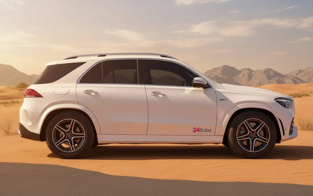 Mercedes Gle53 2023 White side profile – rental in Dubai