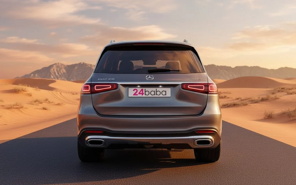 Mercedes Gls450 2021 Grey rear view showing taillights – rental in Dubai