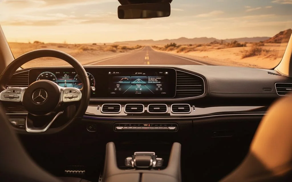 Mercedes Gls450 2021 interior view showing trim – rental in Dubai