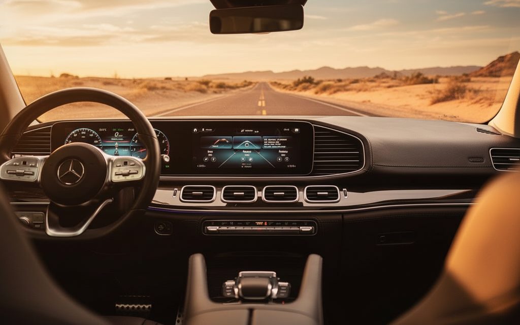 Mercedes Gls450 2021 interior view showing trim – rental in Dubai