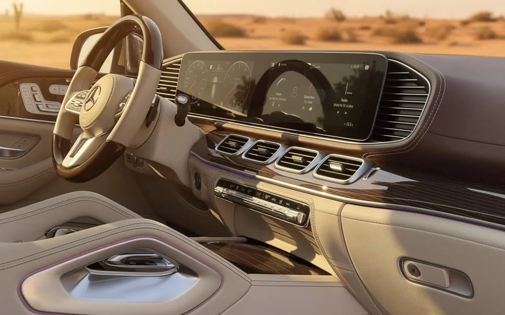 Mercedes Gls600 2022 interior view showing trim – rental in Dubai