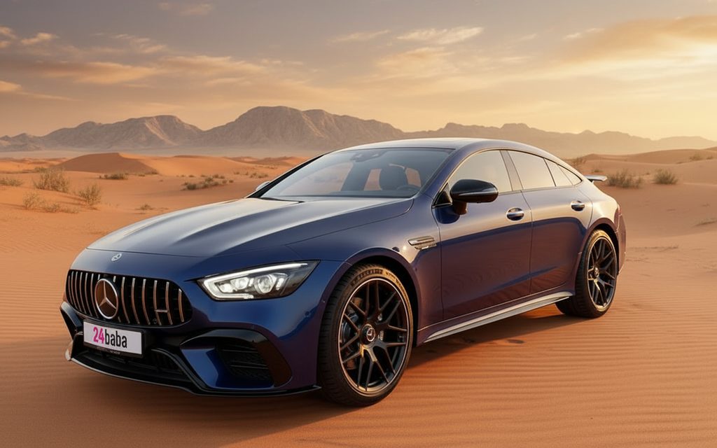 Mercedes Gt63 2021 Blue side profile – rental in Dubai