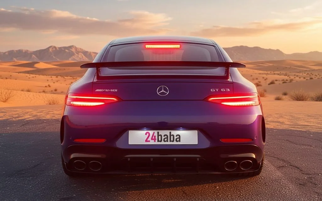 Mercedes Gt63 2021 Blue rear view showing taillights – rental in Dubai