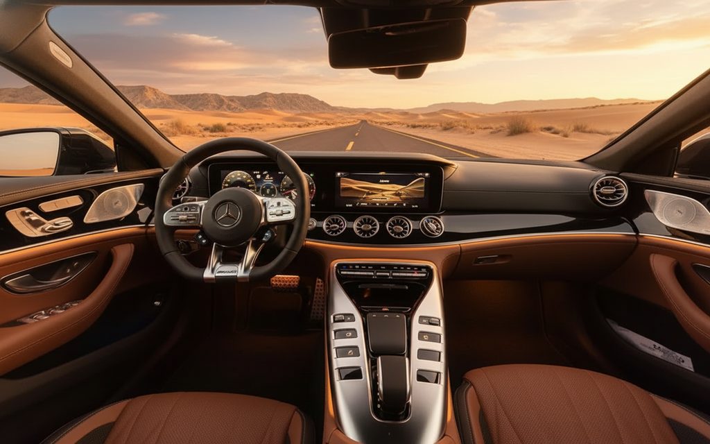 Mercedes Gt63 2021 interior view showing trim – rental in Dubai