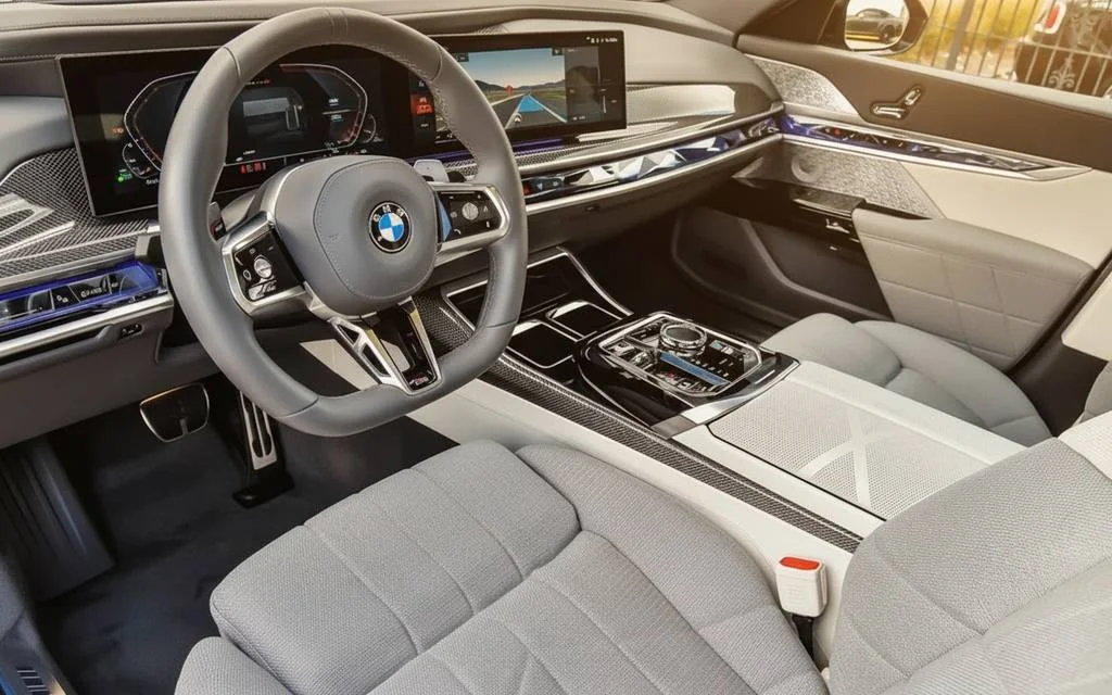 Bmw 760 2024 interior view showing trim – rental in Dubai