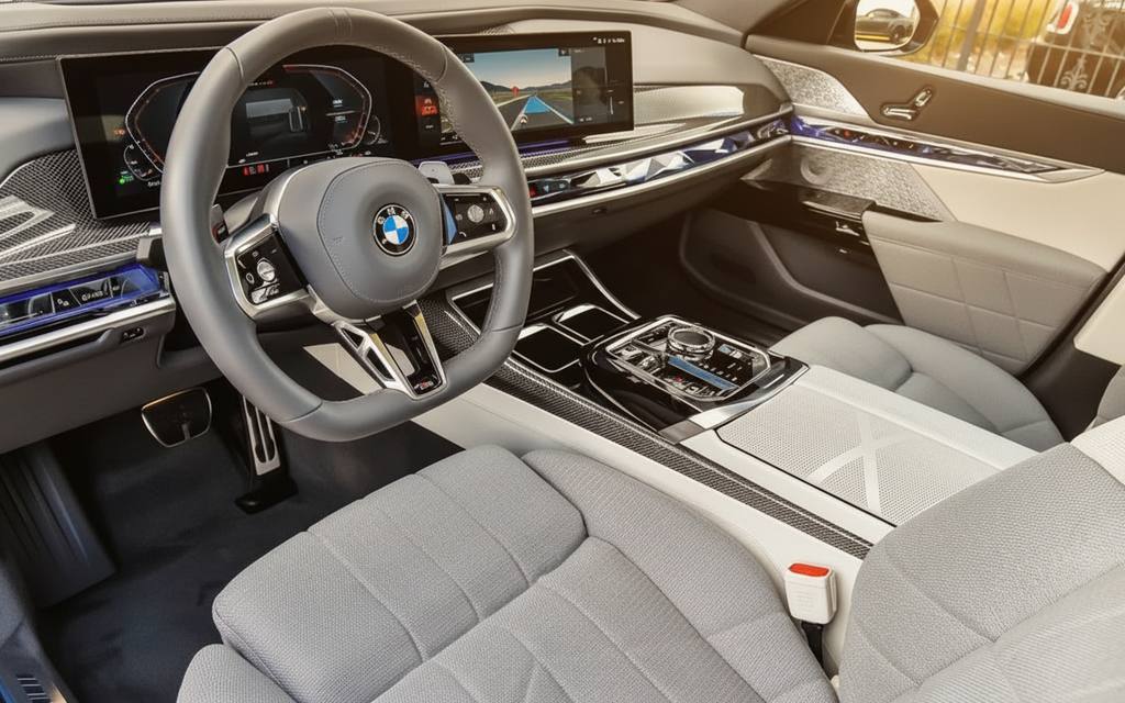 Bmw 760 2024 interior view showing trim – rental in Dubai
