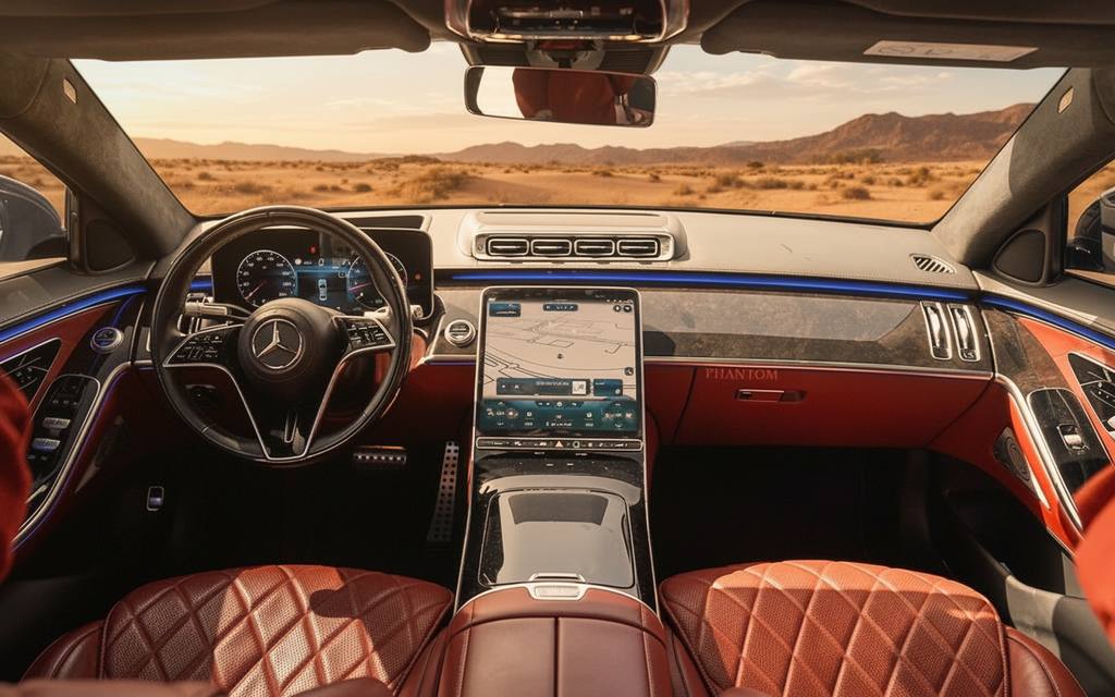 Mercedes S500 2021 interior view showing trim – rental in Dubai