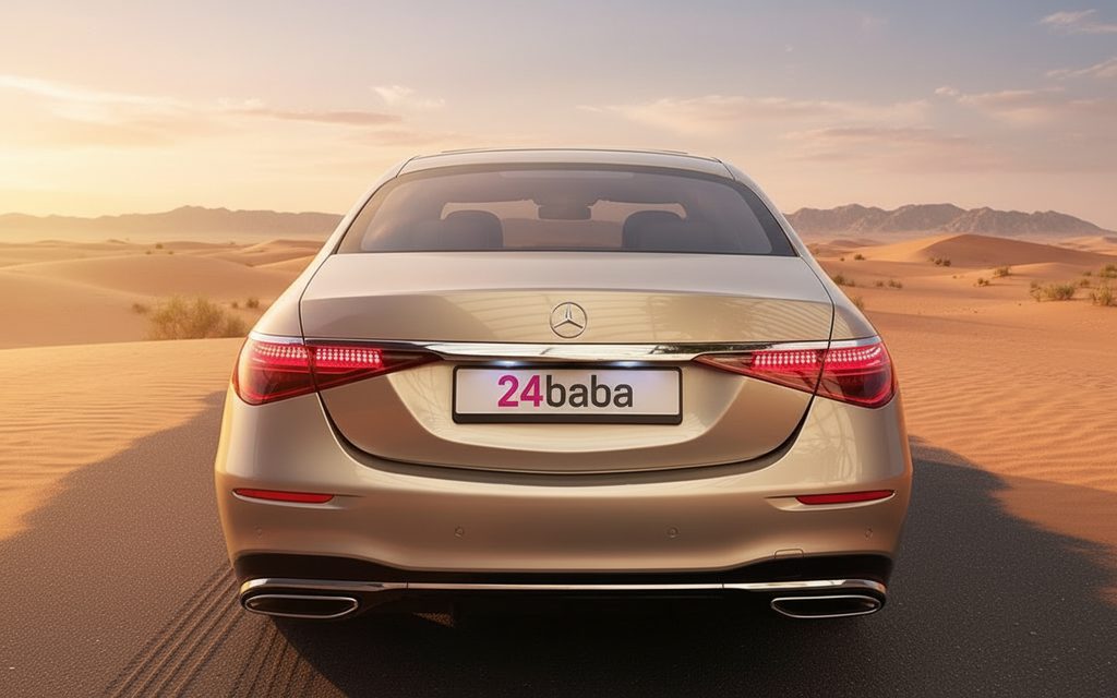 Mercedes S500 2024 Silver rear view showing taillights