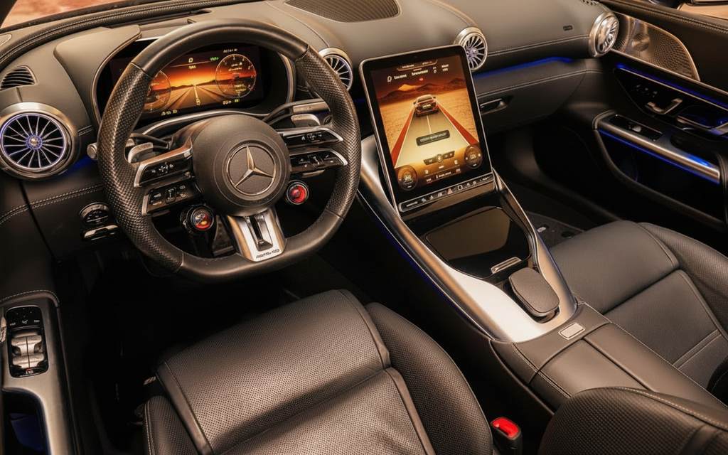 Mercedes Sl 2023 interior view showing trim – rental in Dubai