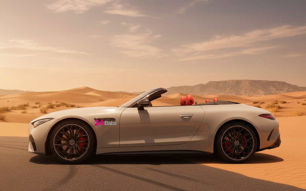 Mercedes Sl 2022 Silver side profile – rental in Dubai