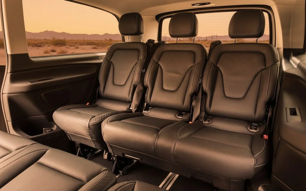 Mercedes V Class 2020 leather seats and cabin – rental in Dubai
