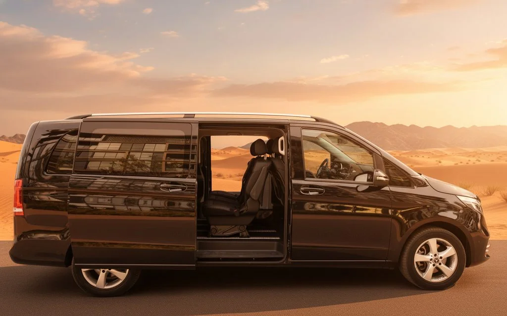 Mercedes V Class 2020 Black side profile – rental in Dubai