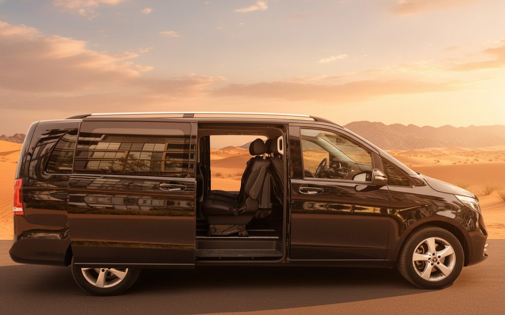 Mercedes V Class 2020 Black side profile – rental in Dubai