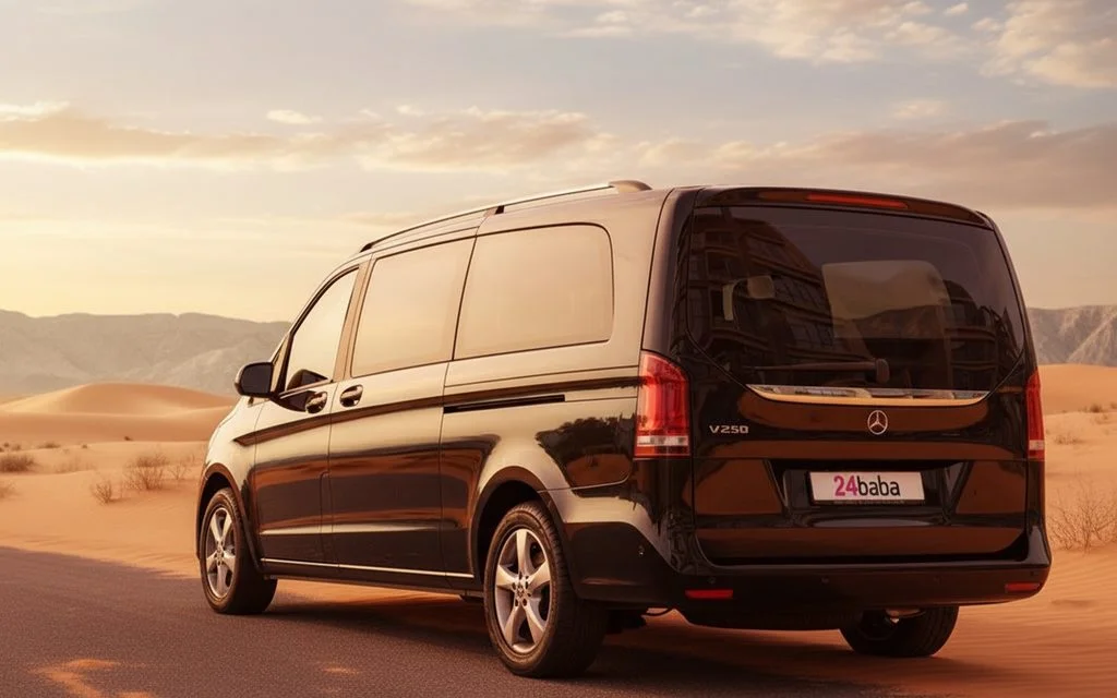 Mercedes V Class 2020 Black rear view showing taillights – rental in Dubai
