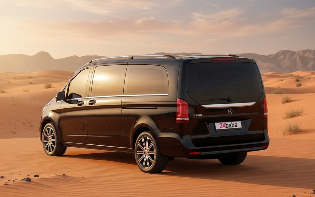 Mercedes V Class 2023 Black side profile – rental in Dubai