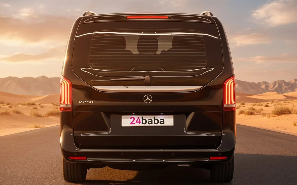 Mercedes V Class 2024 Black rear view showing taillights – rental in Dubai