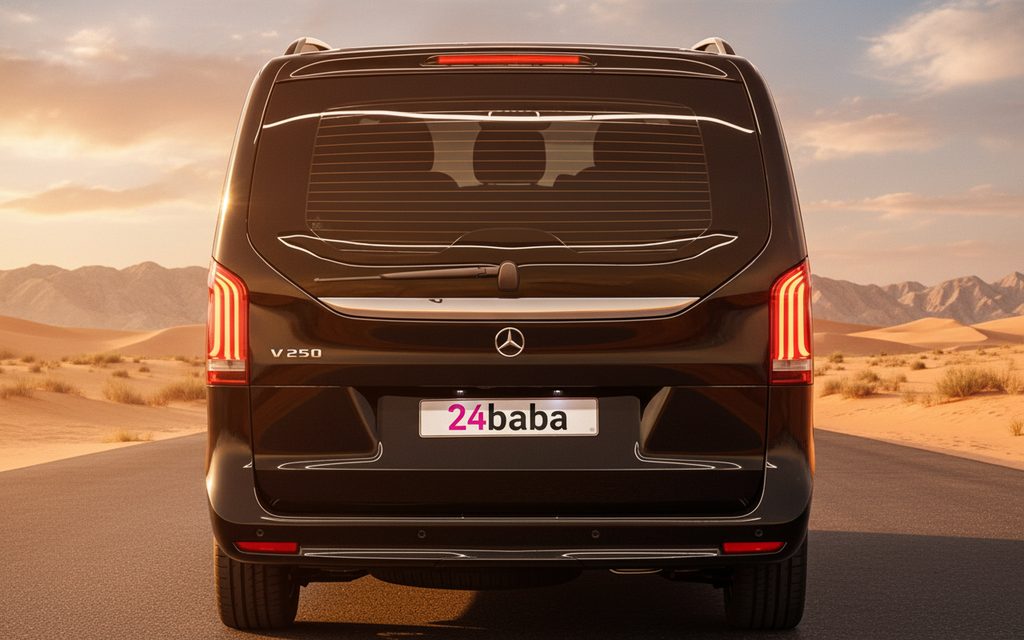 Mercedes V Class 2024 Black rear view showing taillights – rental in Dubai