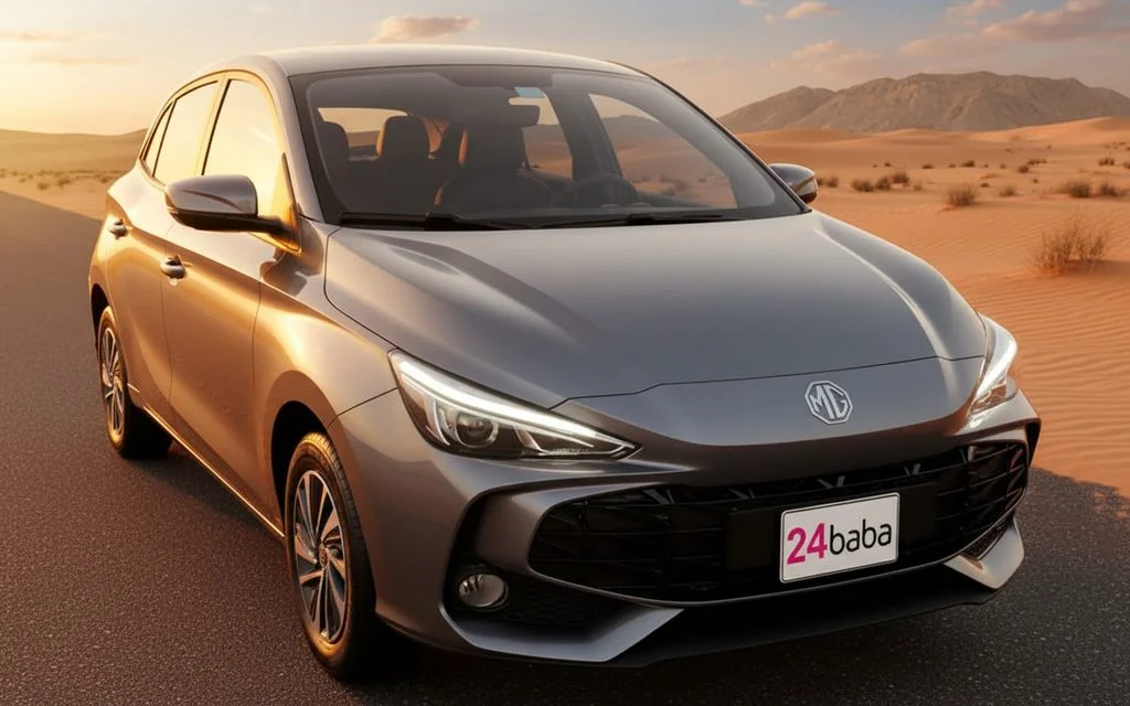 Mg 3 2025 Grey front view with headlights – rental in Dubai
