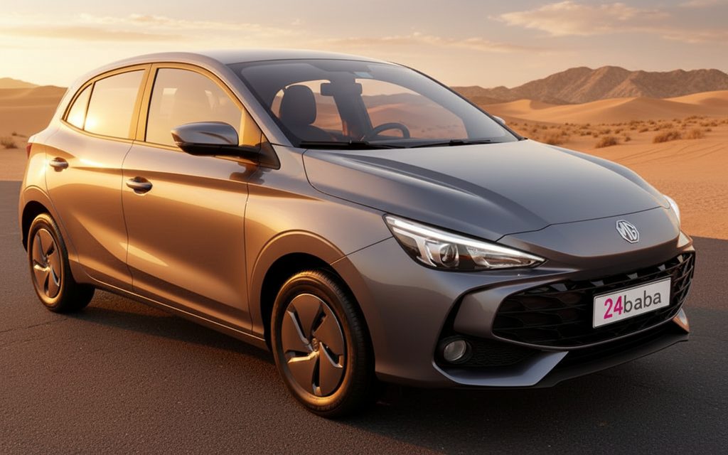 Mg 3 2025 Grey rear view showing taillights – rental in Dubai