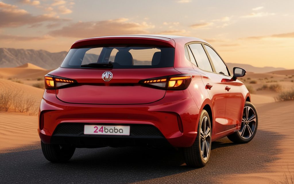Mg 3 2025 Red rear view showing taillights – rental in Dubai