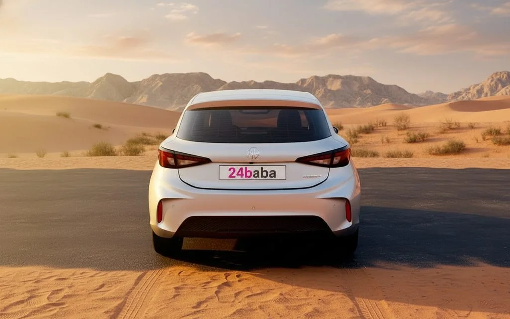 Mg 3 2024 Silver rear view showing taillights – rental in Dubai