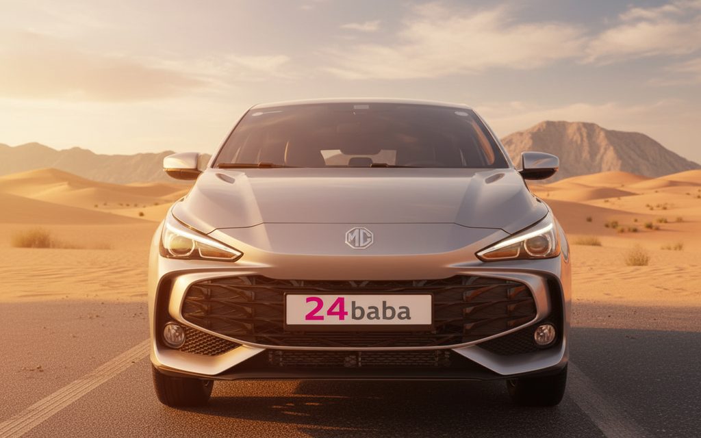 Mg 3 2024 Silver front view with headlights – rental in Dubai