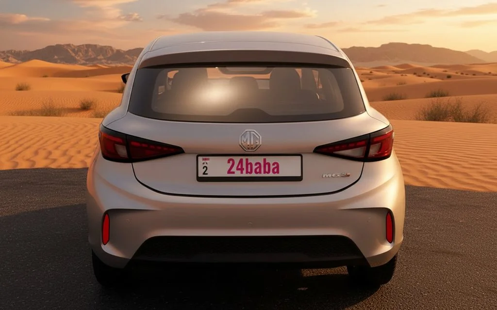 Mg 3 2024 Silver rear view showing taillights – rental in Dubai