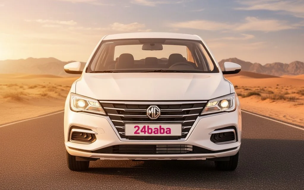 Mg 5 2025 White front view with headlights – rental in Dubai