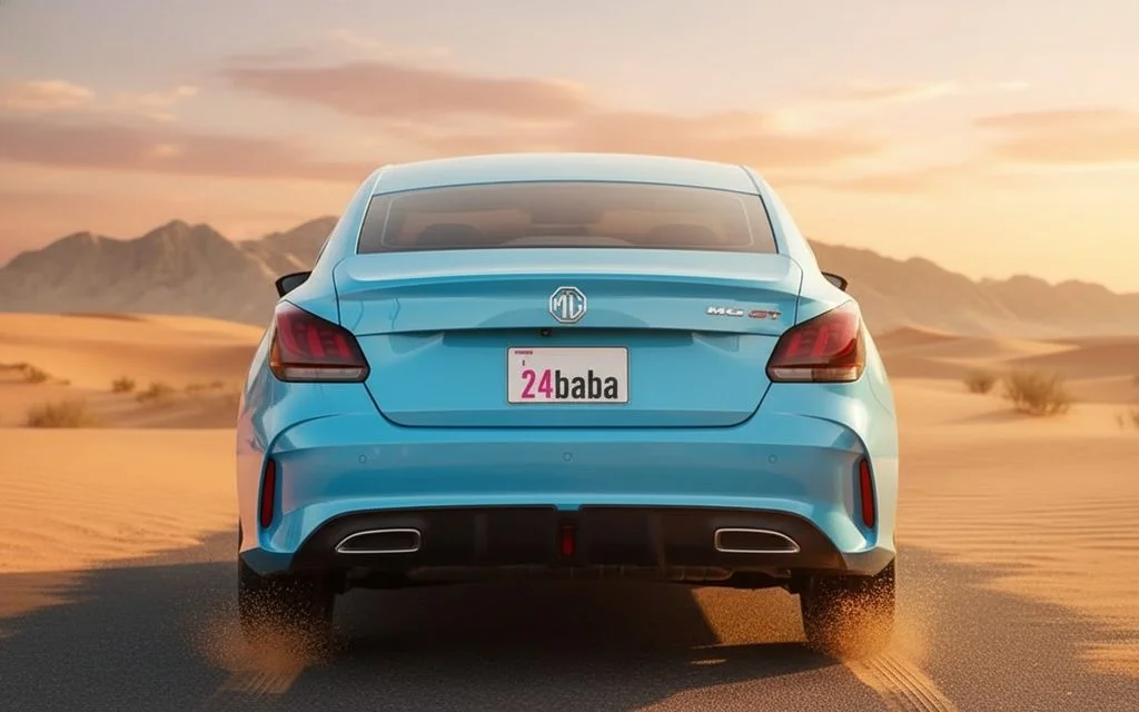 Mg Gt 2025 Blue rear view showing taillights – rental in Dubai