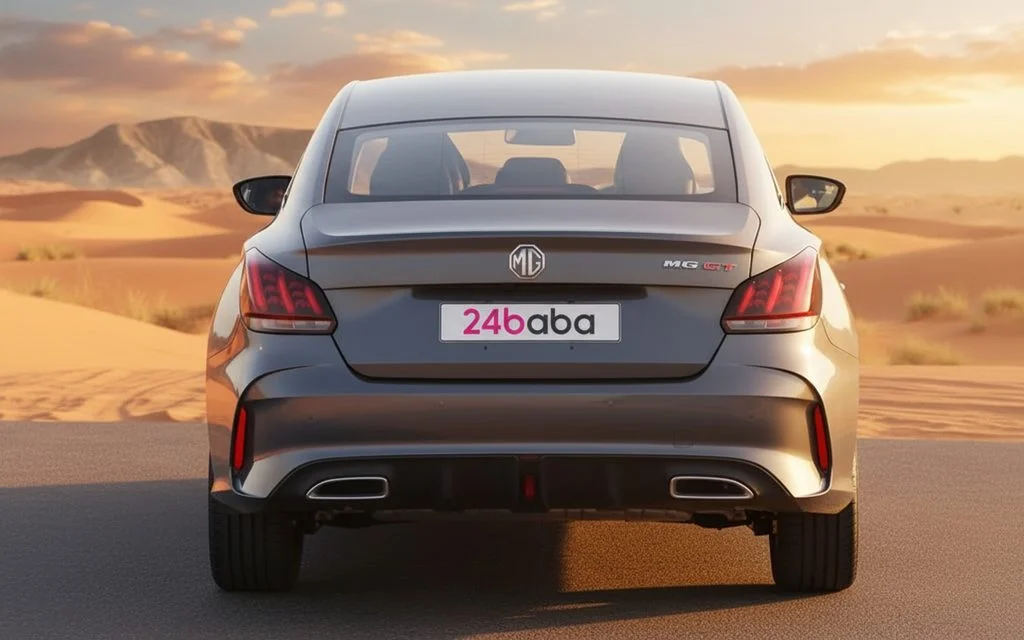 Mg Gt 2024 Grey rear view showing taillights – rental in Dubai